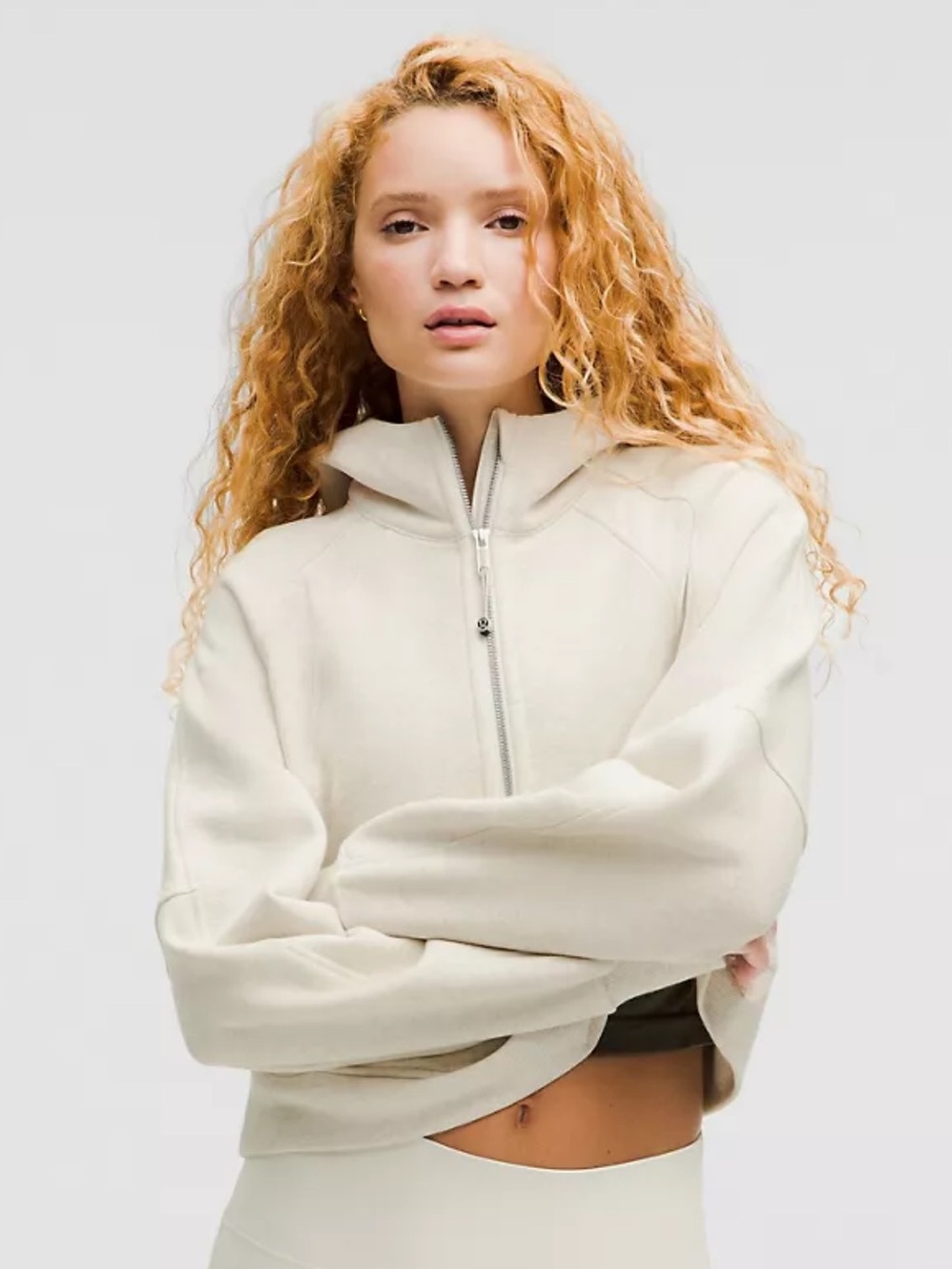 Lululemon Scuba Oversized Half-Zip Hoodie in Heathered Bone